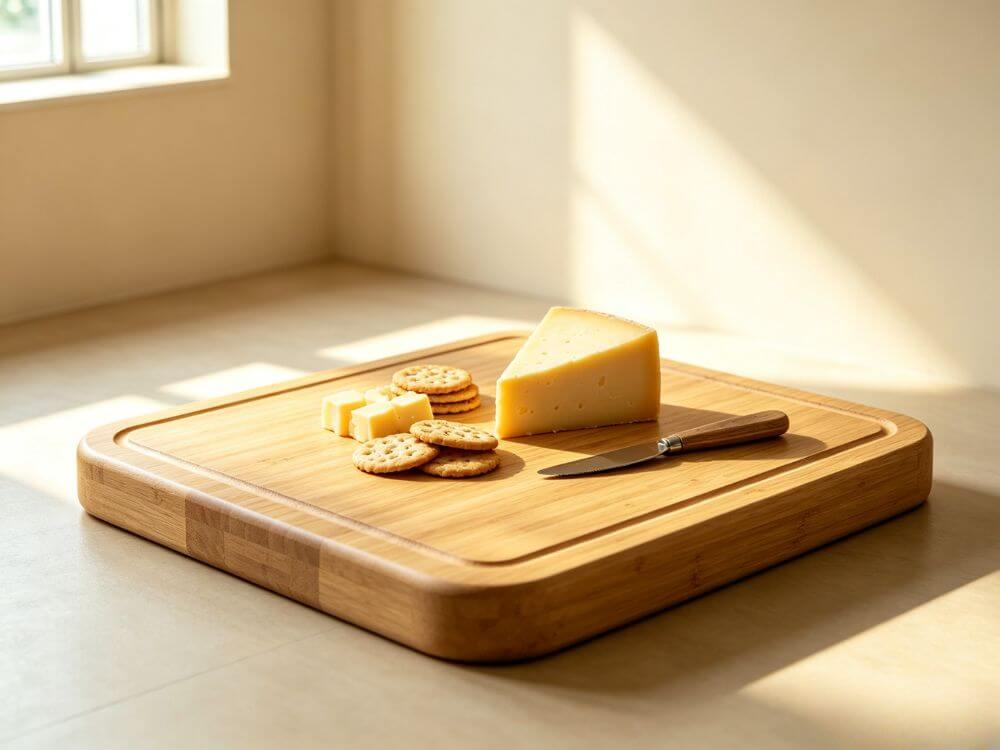 Bamboo cheese board with knife set