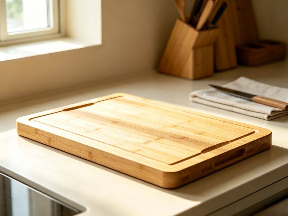 Bamboo cutting board with juice groove