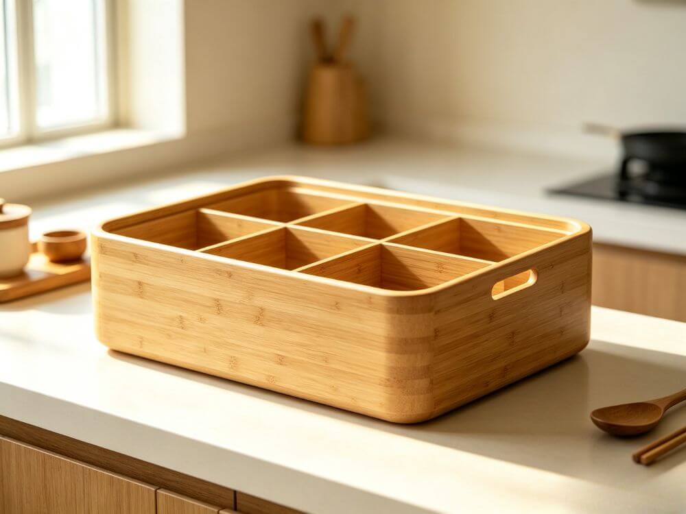 Bamboo storage box with lid